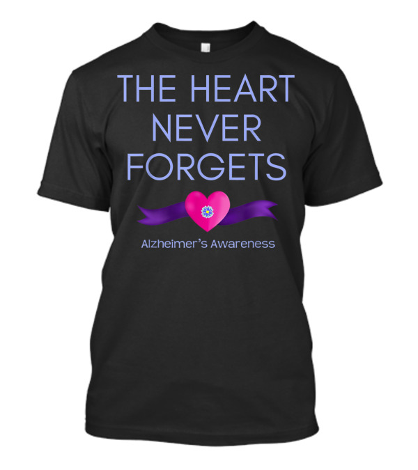 The Heart Never Forgets Alzheimer's Awareness Ribbon Heart T-Shirt