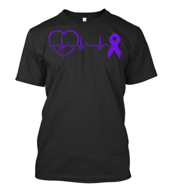 Alzheimers Awareness Purple Heartbeat T-Shirt