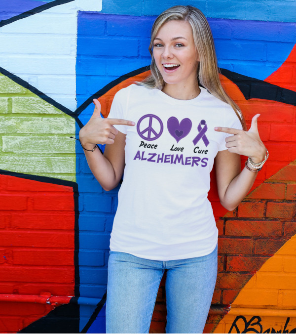Peace Love Cure Alzheimers Endalz Go Purple T-Shirt