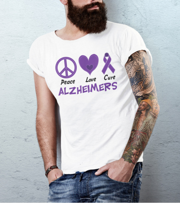 Peace Love Cure Alzheimers Endalz Go Purple T-Shirt