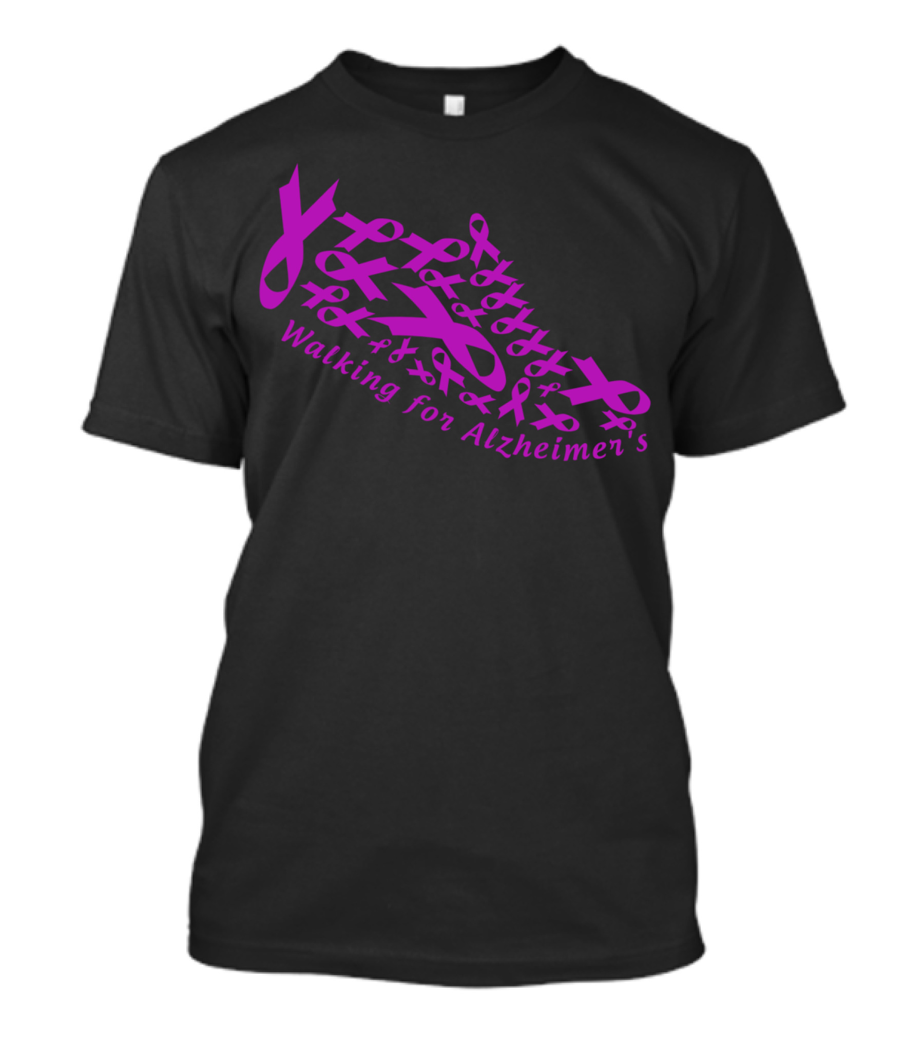 Walking For Alzheimer's Awareness With Purple Ribbons T-Shirt
