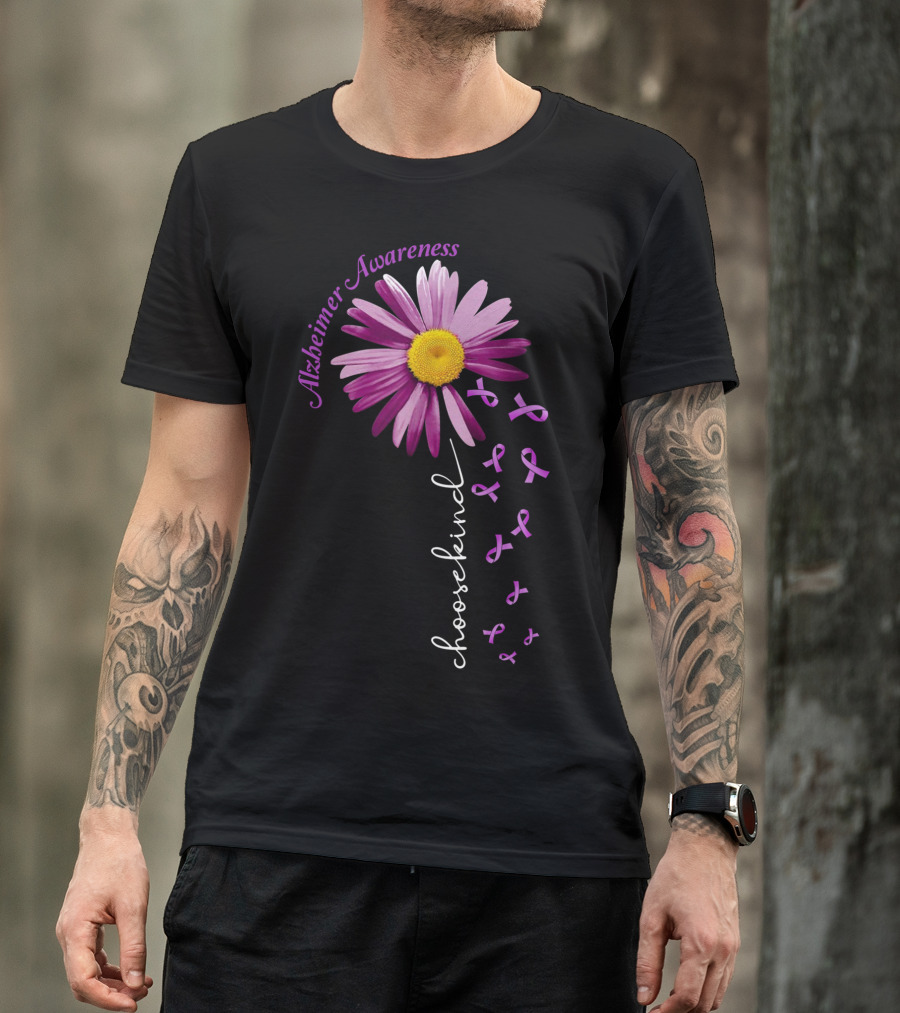 Alzheimer Awareness Choose Kind Purple Flower T-Shirt