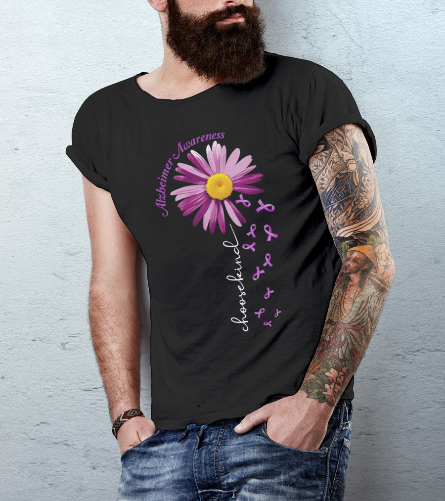 Alzheimer Awareness Choose Kind Purple Flower T-Shirt