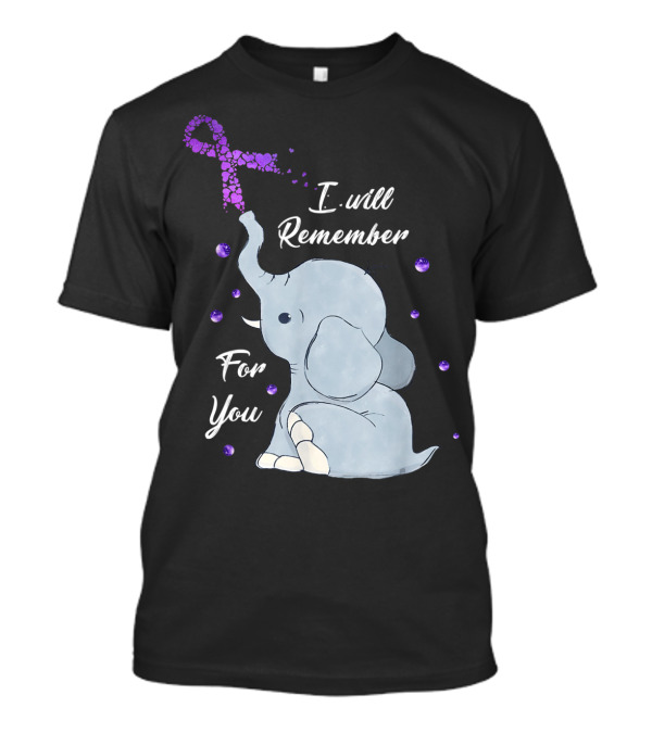 I Will Remember For You Elephant Alzheimer's Awareness Purple T-Shirt