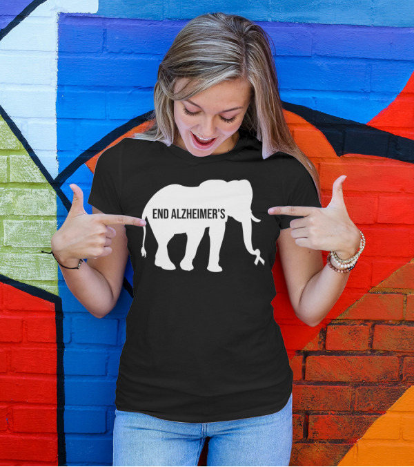 End Alzheimer's Awareness Elephant Ribbon Dementia T-Shirt