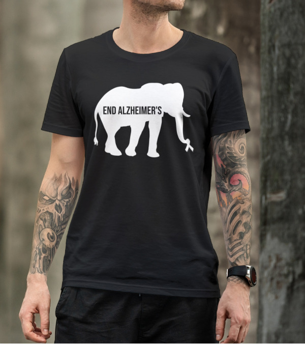 End Alzheimer's Awareness Elephant Ribbon Dementia T-Shirt