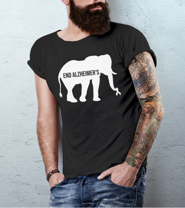 End Alzheimer's Awareness Elephant Ribbon Dementia T-Shirt