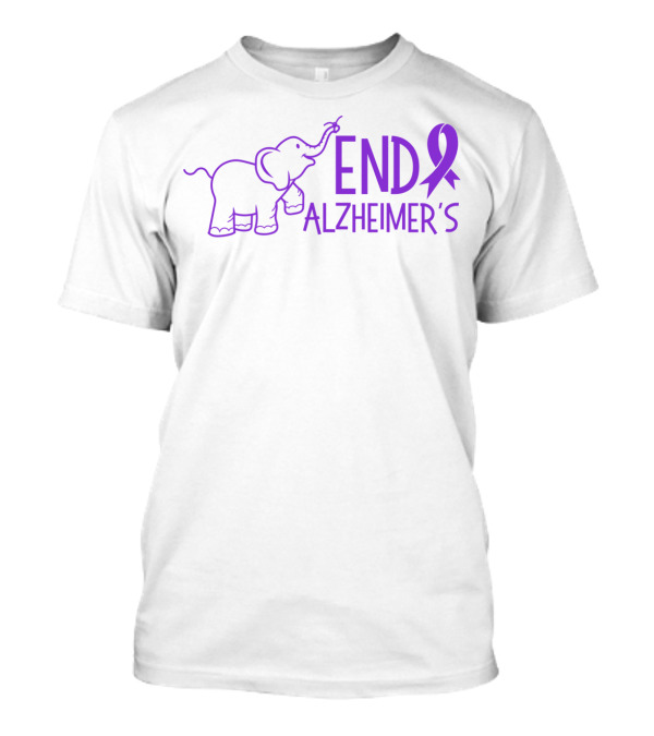 End Alzheimer's Awareness Purple Ribbon Elephant T-Shirt