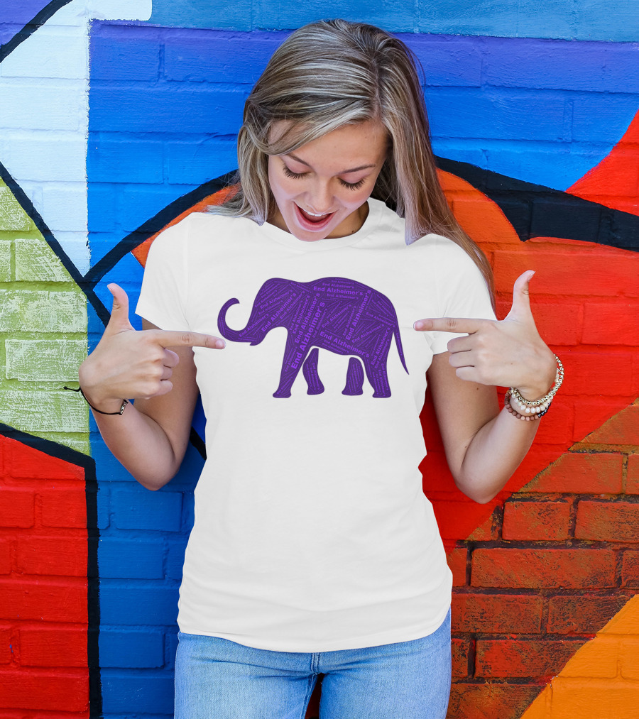 End Alzheimers Purple Elephant Awareness T-Shirt
