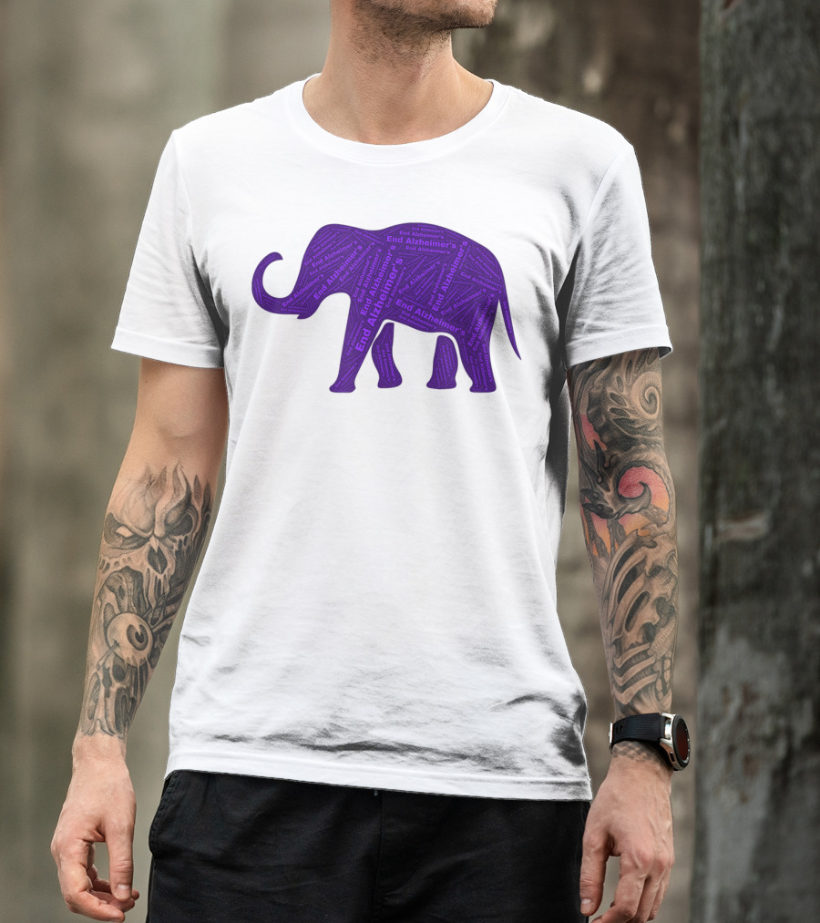 End Alzheimers Purple Elephant Awareness T-Shirt