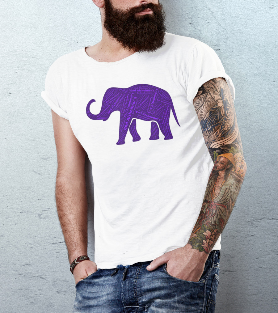 End Alzheimers Purple Elephant Awareness T-Shirt