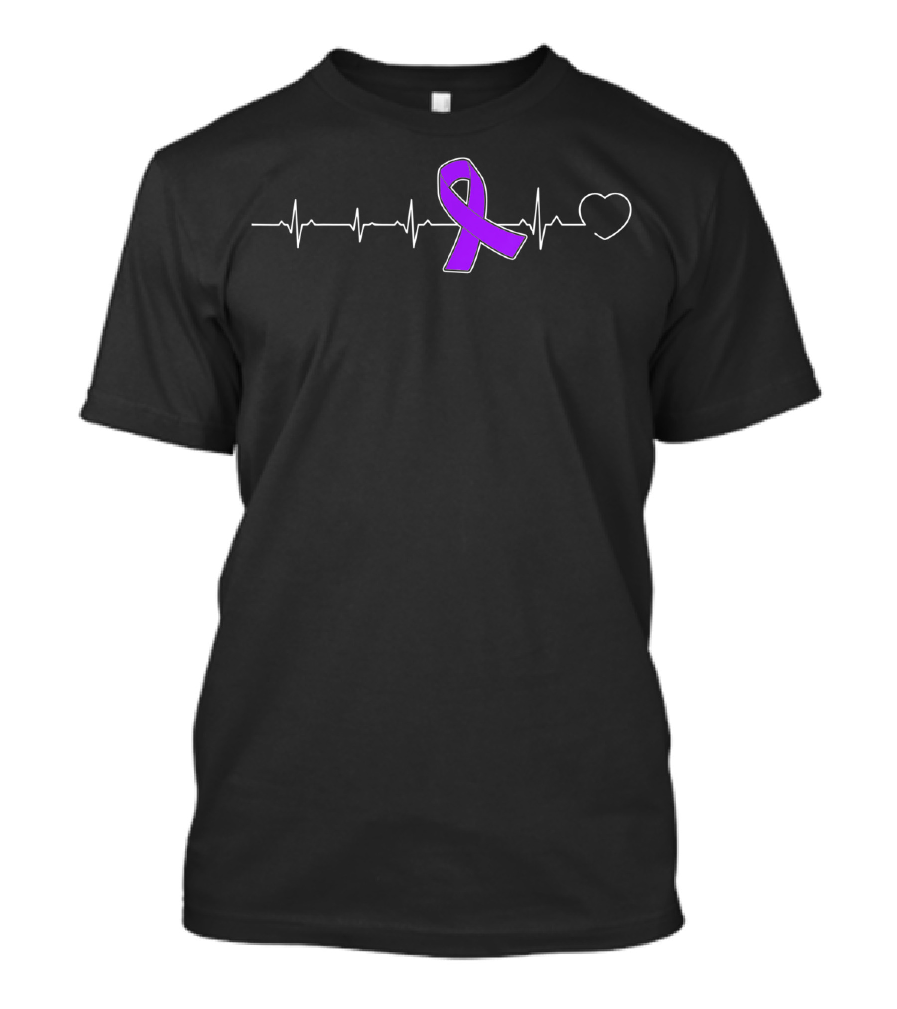 Purple Ribbon For Alzheimer's Awareness Heartbeat T-Shirt