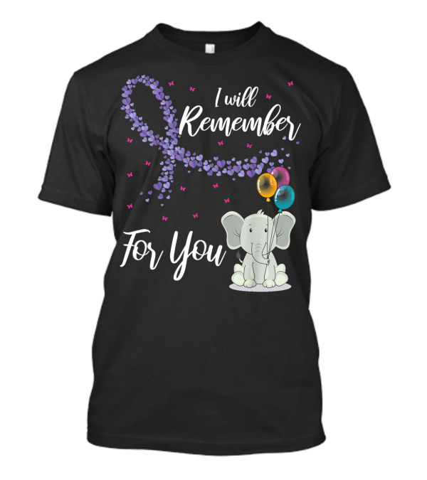 I Will Remember For You Elephant With Balloons Alzheimer Awareness T-Shirt