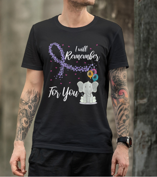 I Will Remember For You Elephant With Balloons Alzheimer Awareness T-Shirt