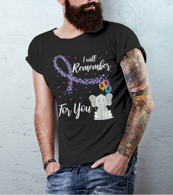 I Will Remember For You Elephant With Balloons Alzheimer Awareness T-Shirt