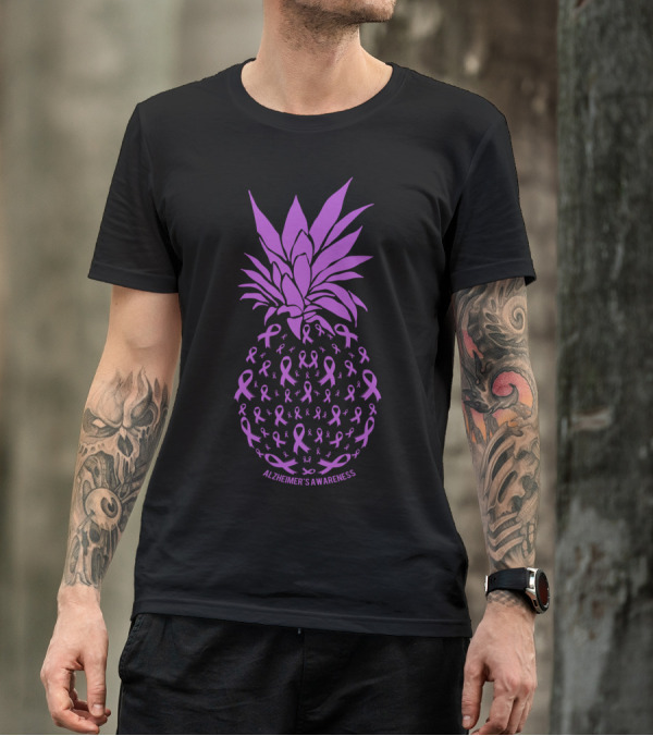 Pineapple Purple Ribbons Alzheimer's Awareness T-Shirt