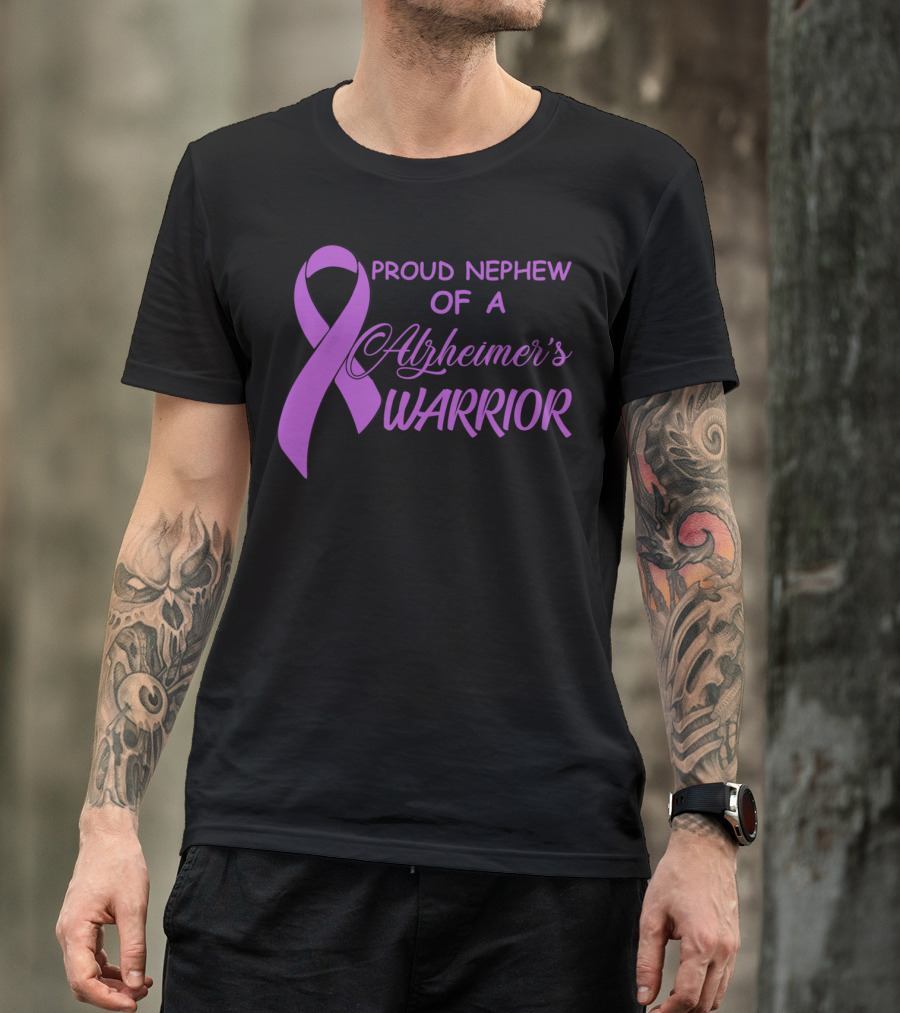 Proud Nephew Of A Alzheimer's Warrior Purple T-Shirt
