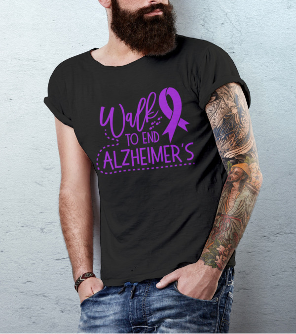 Walk To End Alzheimer's Purple Ribbon Awareness T-Shirt