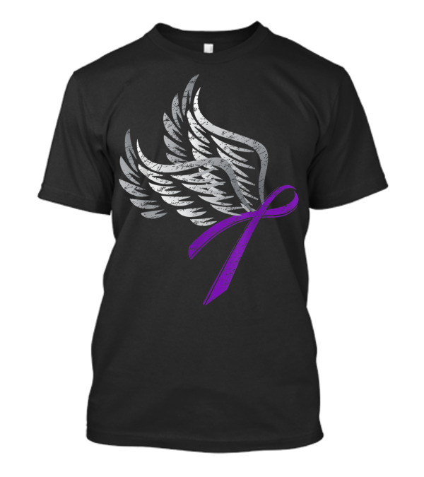Wings Purple Ribbon Alzheimer's Awareness T-Shirt