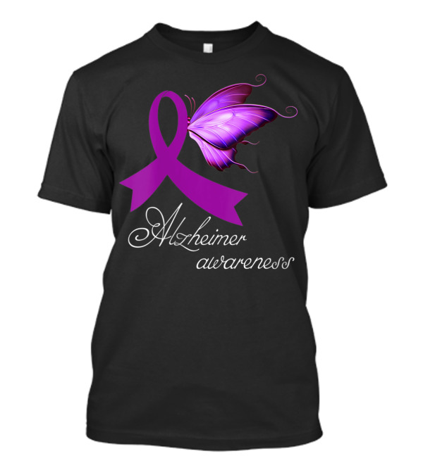 Alzheimer Awareness Purple Ribbon Butterfly T-Shirt