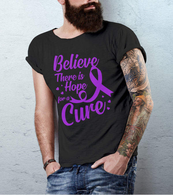 Believe There Is Hope For A Cure Alzheimer's Awareness Purple T-Shirt