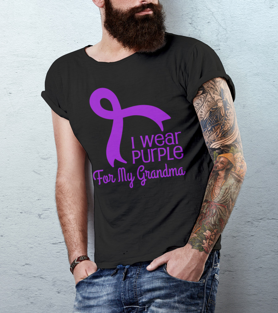 I Wear Purple Ribbon For My Grandma Alzheimer's Awareness T-Shirt