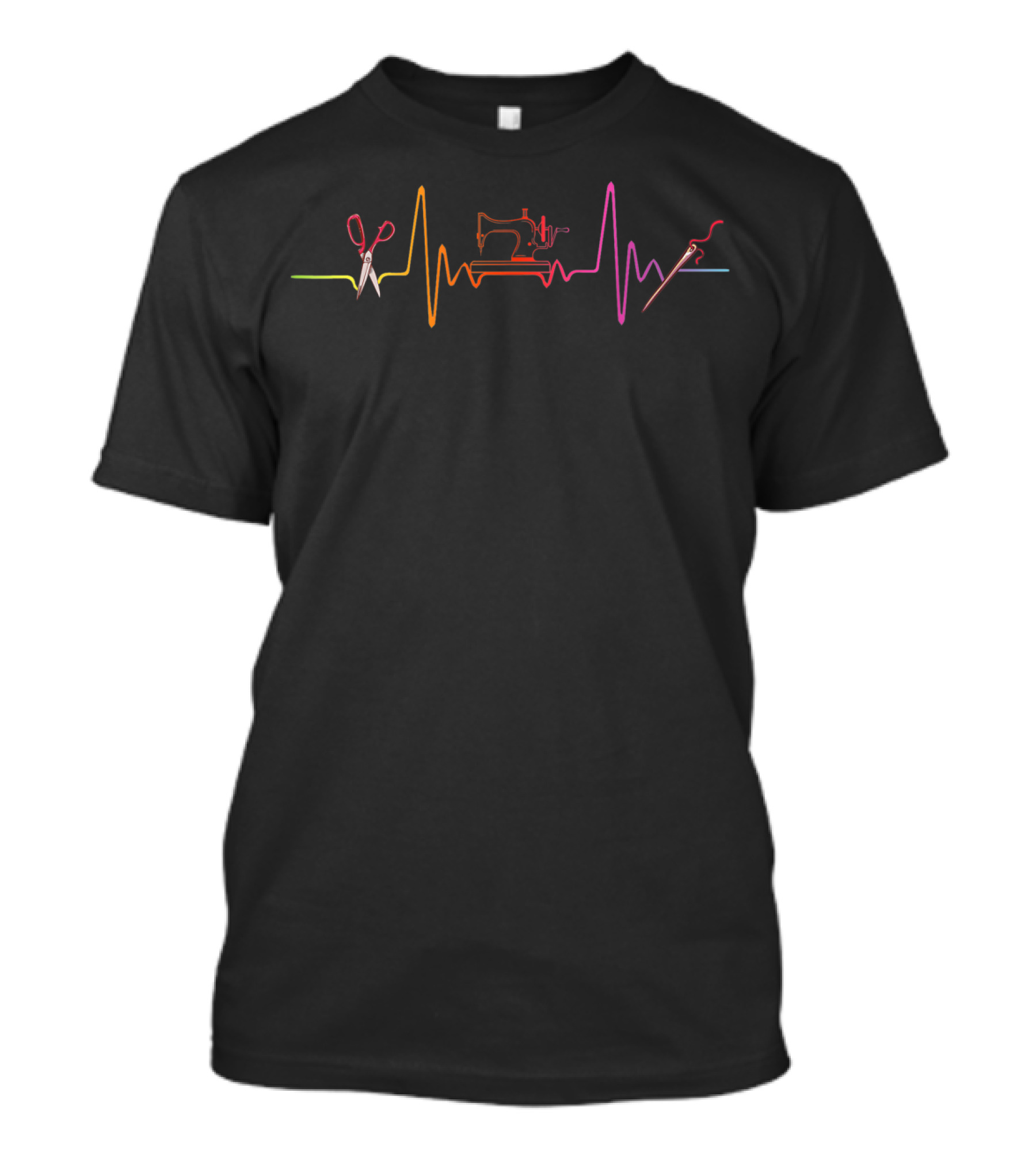 Funny Quilting Heartbeat Sewing Machine Scissors Needle Thread Color T-Shirt