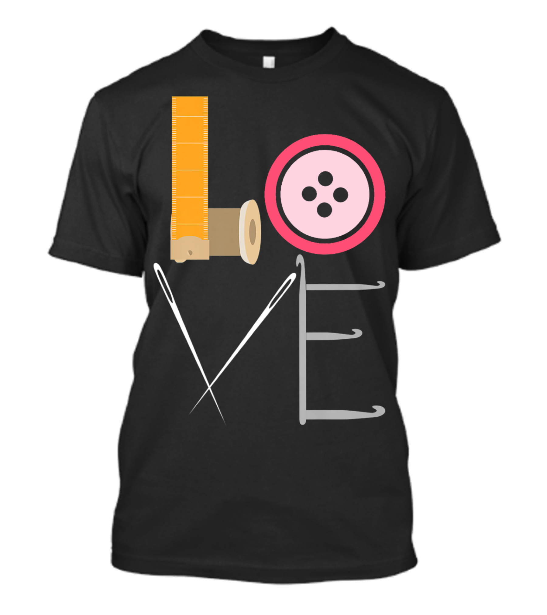 Love Sewing Quilters Crafting Quilting Zipper Button Needles Thread T-Shirt