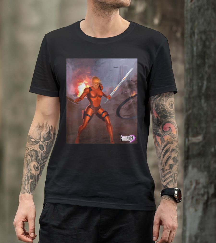Foundra Jessica In Battle Sci-Fi Warrior Scene T-Shirt
