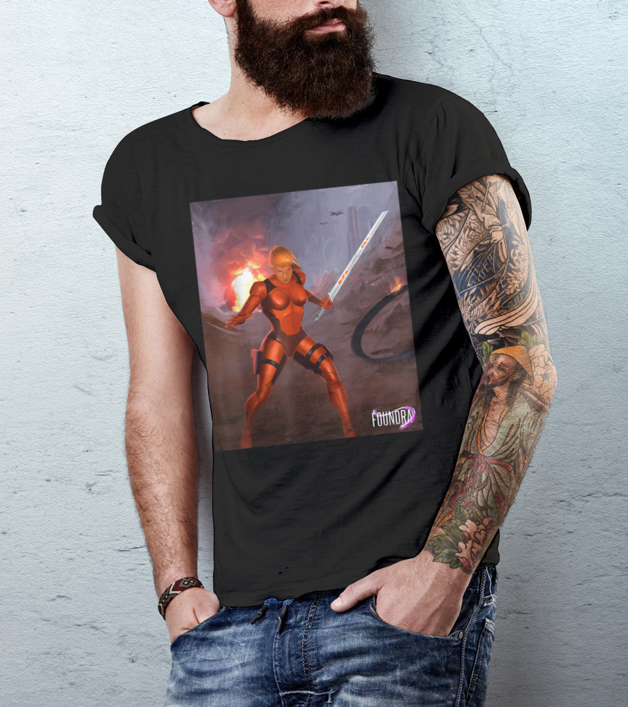 Foundra Jessica In Battle Sci-Fi Warrior Scene T-Shirt