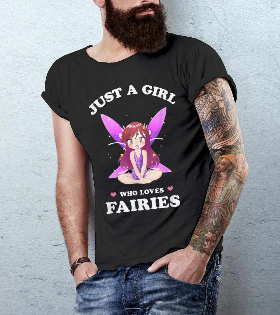 Just A Girl Who Loves Fairies Cute Purple Wings Anime T-Shirt