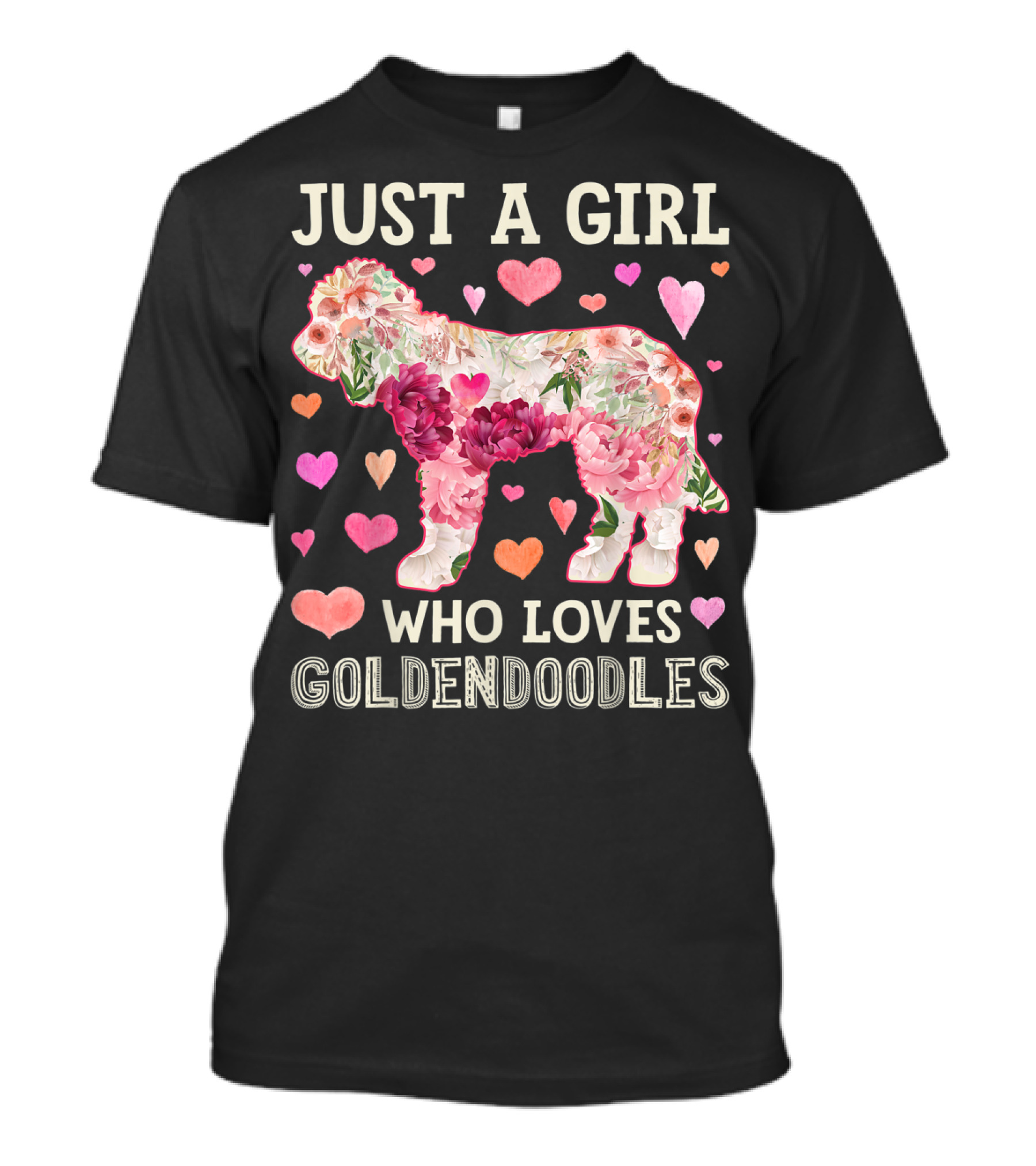 Just A Girl Who Loves Goldendoodles Floral Heart T-Shirt