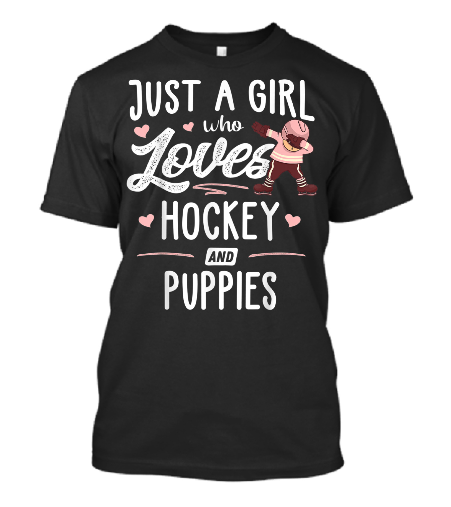 Just A Girl Who Loves Hockey And Puppies Ice Skating Fun T-Shirt