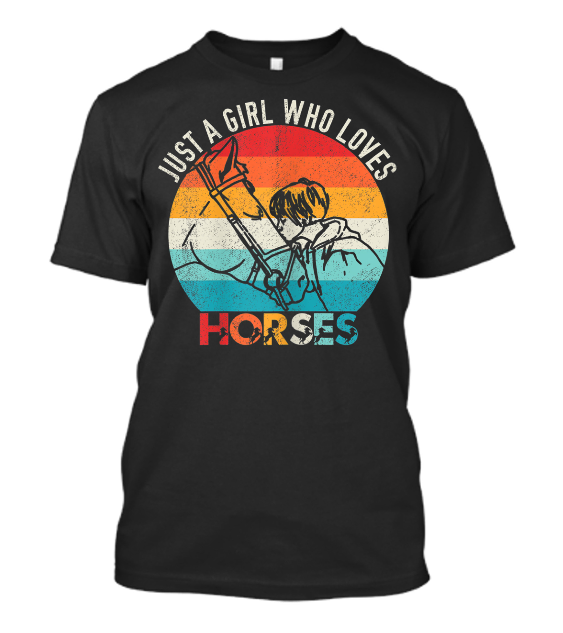 Just A Girl Who Loves Horses Vintage Horse Retro Stripes T-Shirt