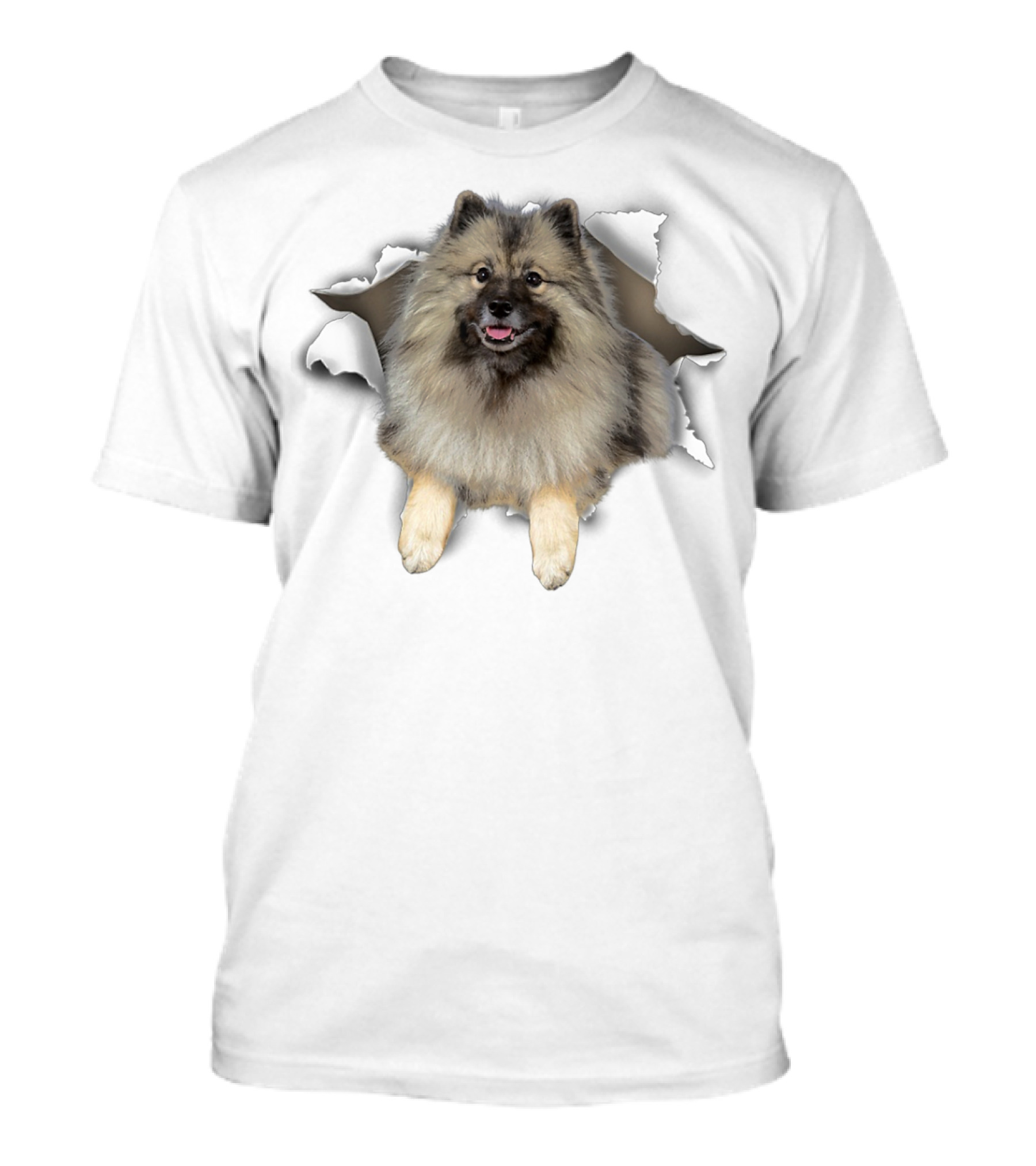 Keeshond Torn Dog Inside Hole Mid Tear Dog T-Shirt