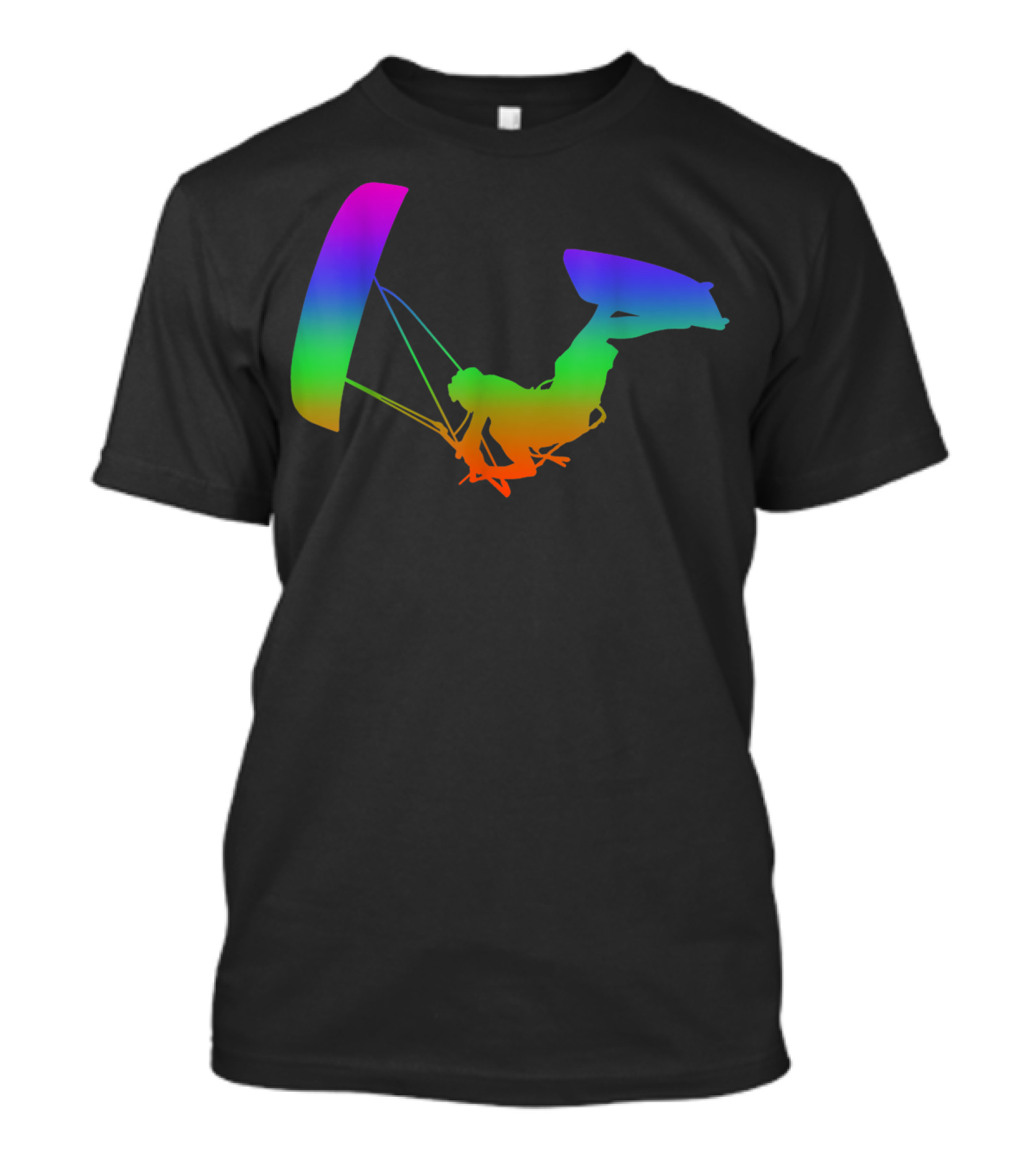 Kitesurfing Colorful Rainbow Silhouette Hobby Sport Adventure T-Shirt