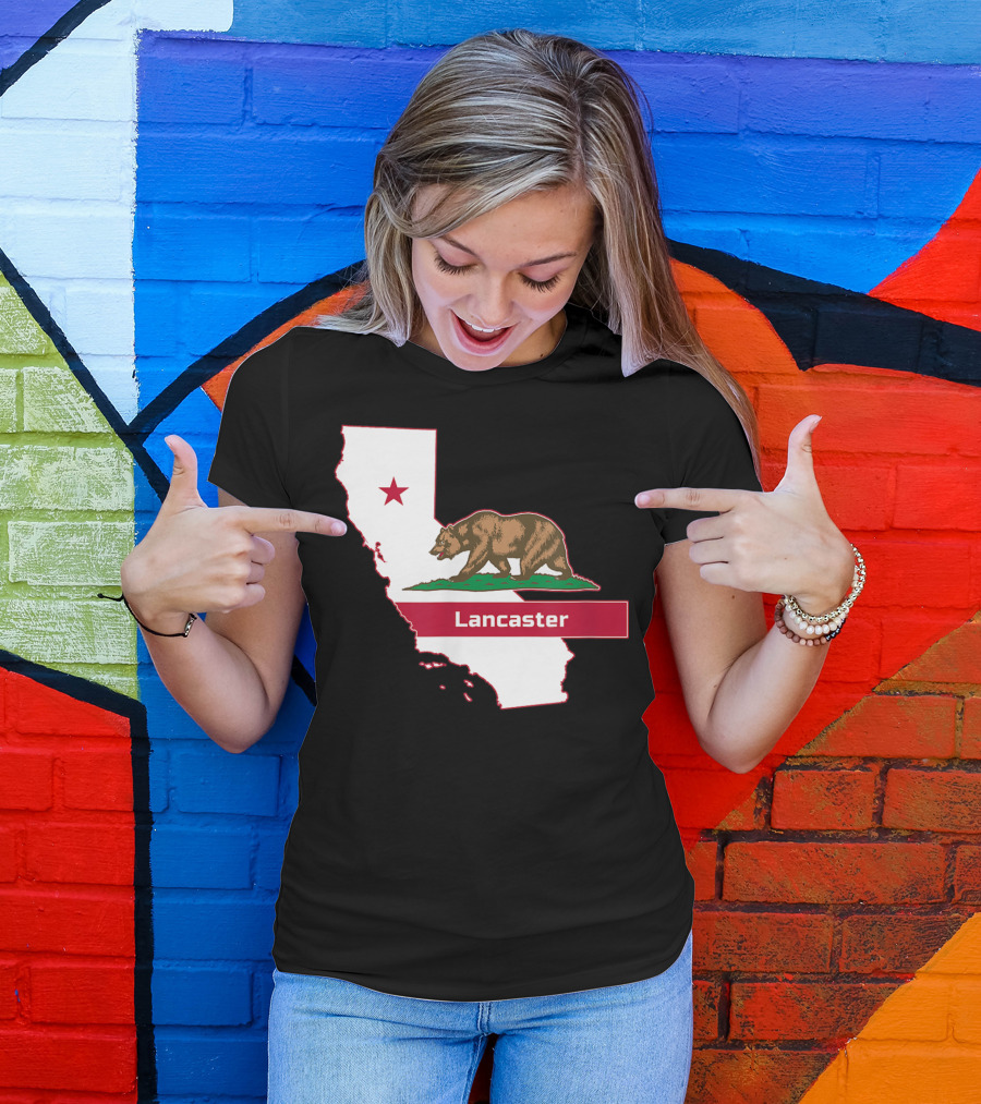 Lancaster Bear California State Flag Map T-Shirt