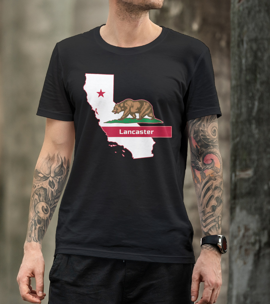 Lancaster Bear California State Flag Map T-Shirt