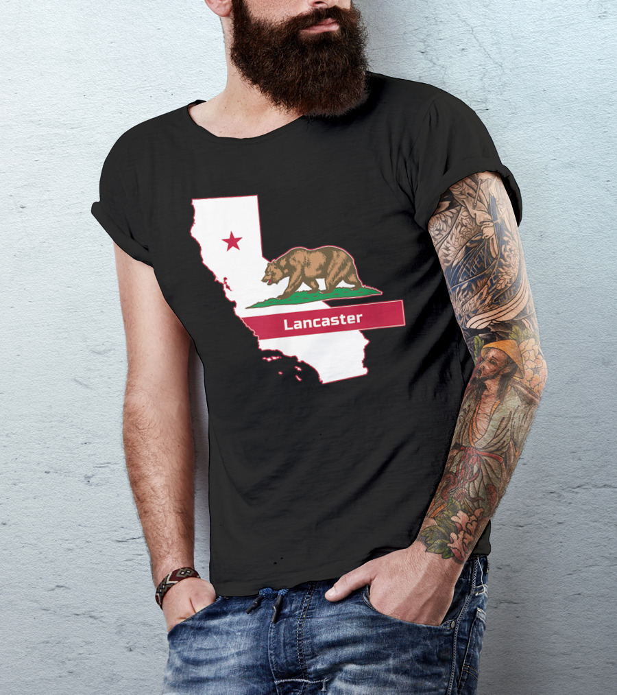Lancaster Bear California State Flag Map T-Shirt