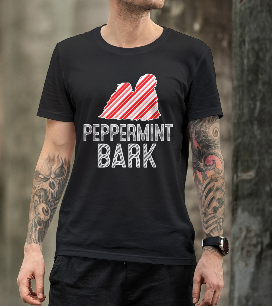 Lhasa Apso Peppermint Bark Christmas Dog Lovers T-Shirt