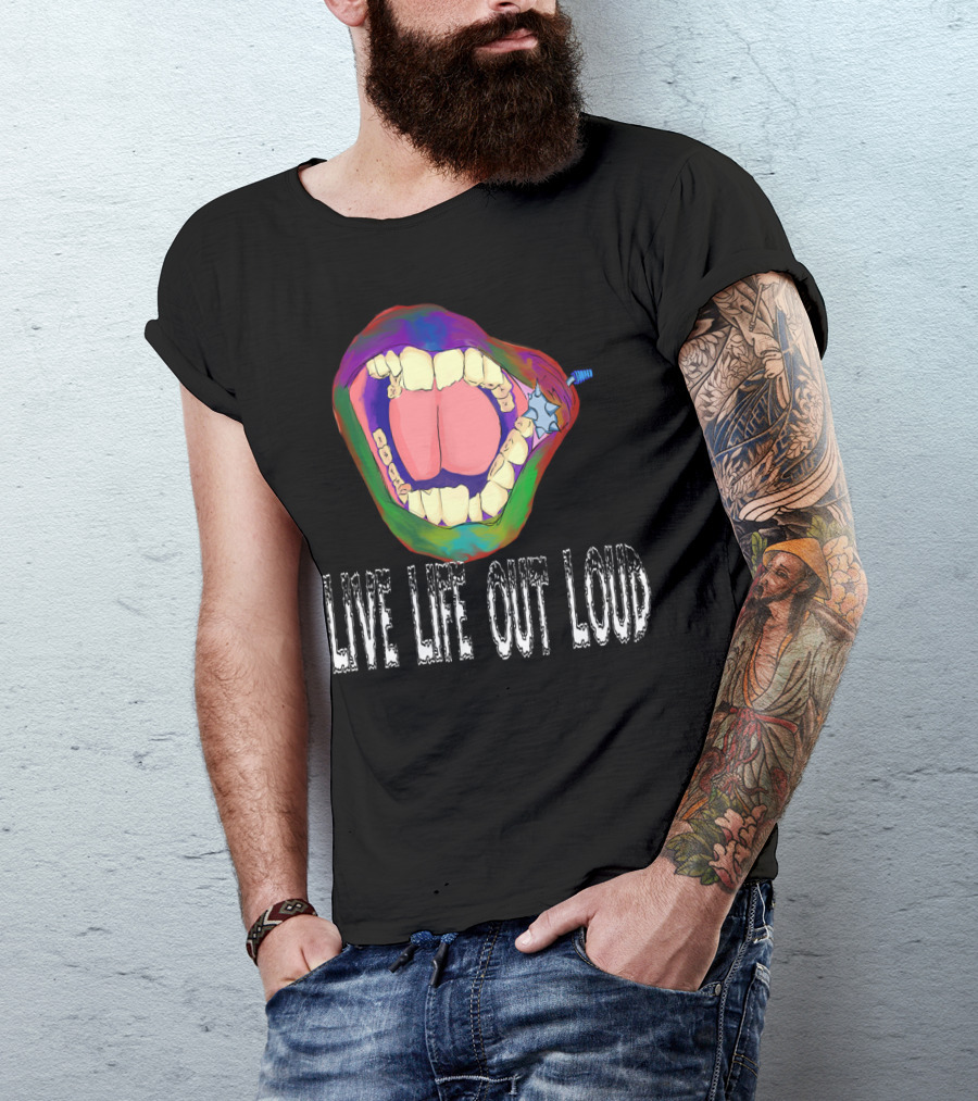 LIVE LIFE OUT LOUD Rainbow Teeth Scream T-Shirt