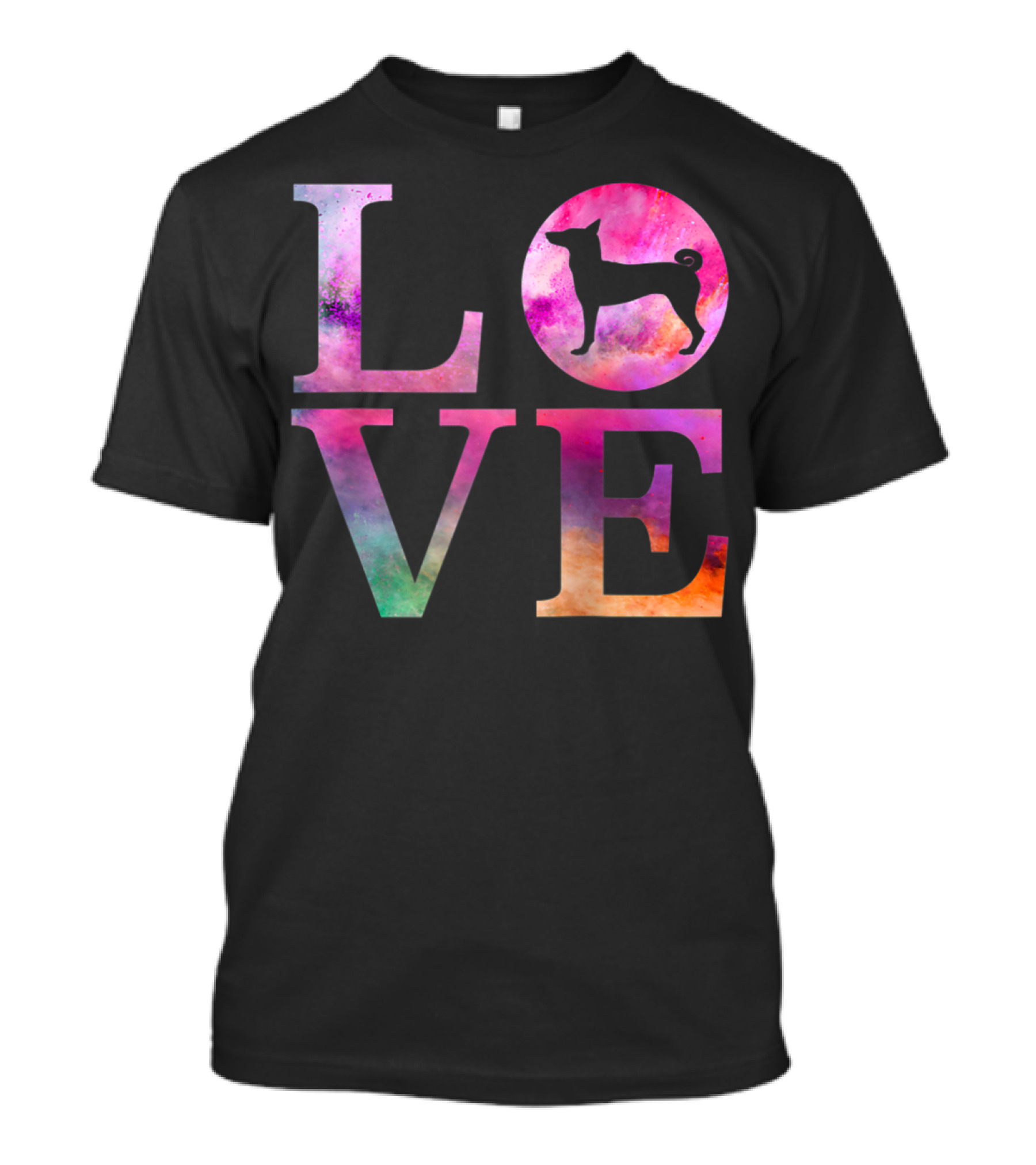 Love Basenji Dog Breed Colorful Purple Watercolor T-Shirt