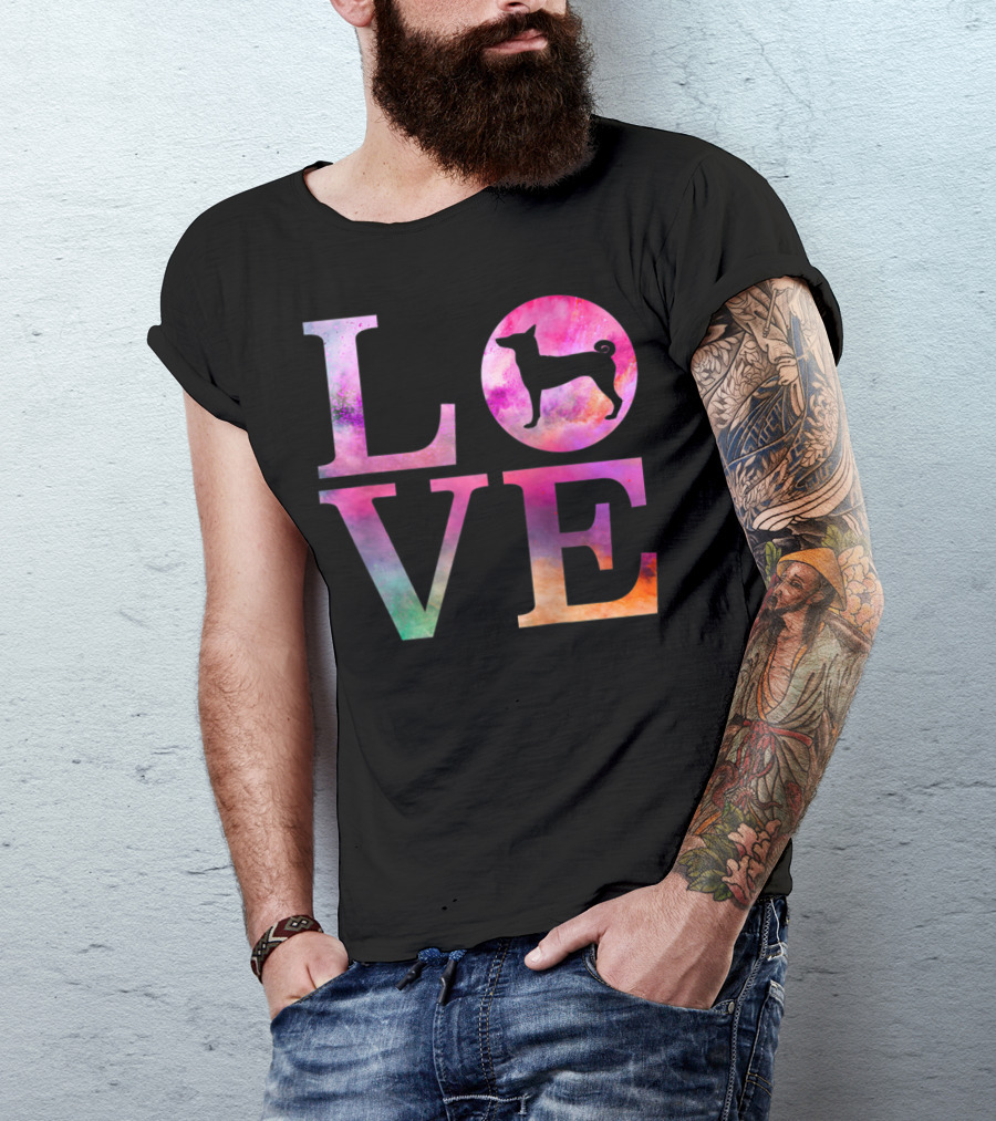 Love Basenji Dog Breed Colorful Purple Watercolor T-Shirt