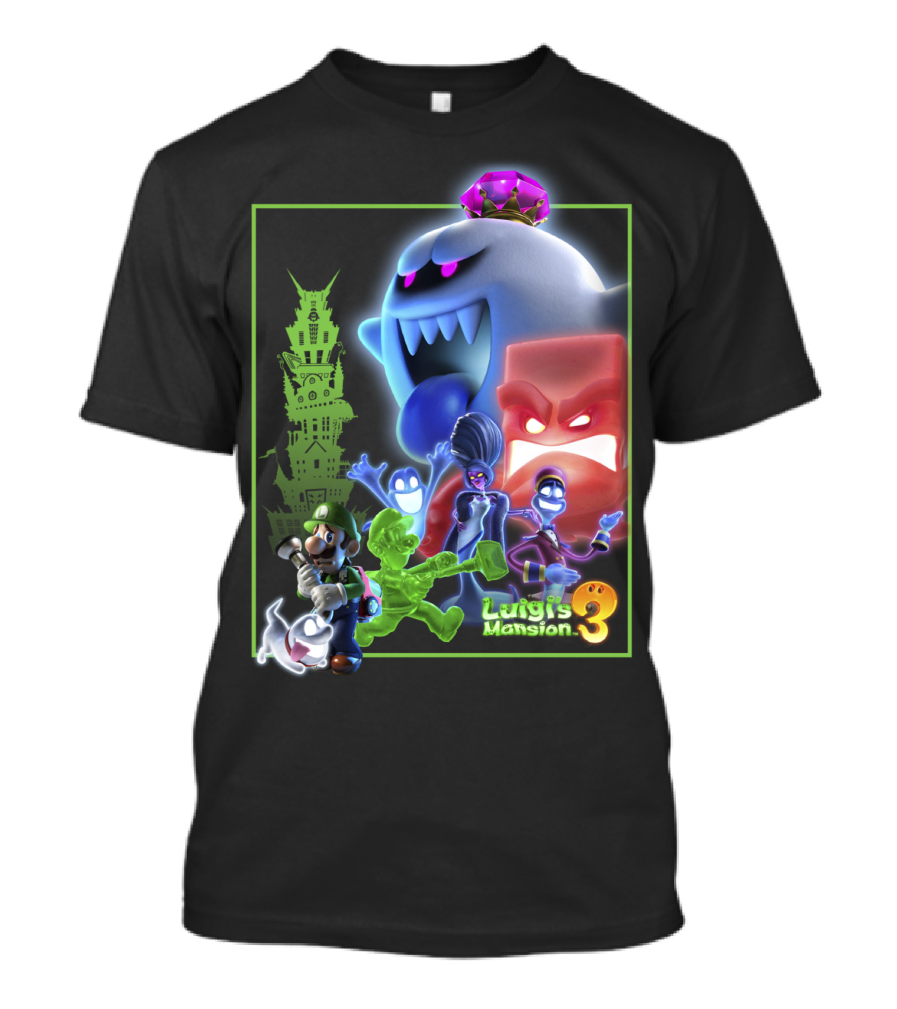 Luigi's Mansion 3 King Boo Ghost Tower Collage T-Shirt