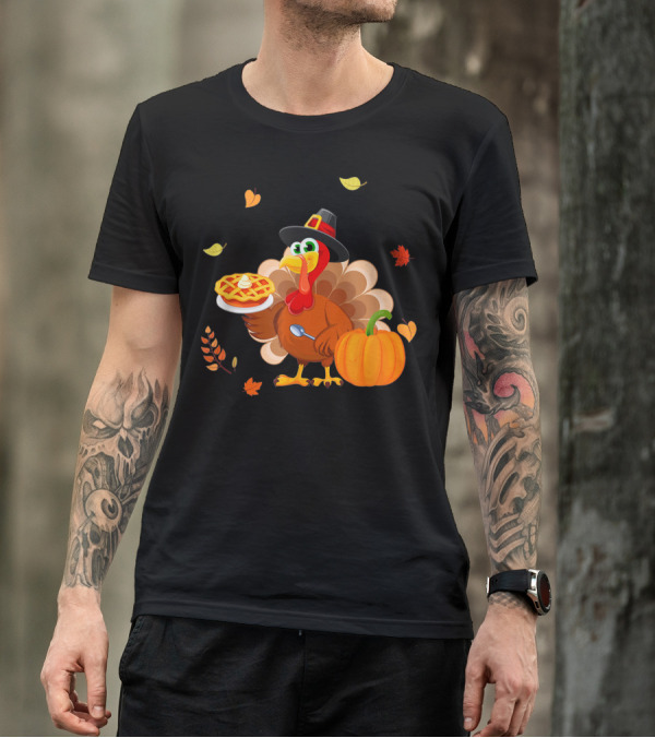 Thanksgiving Turkey With Pumpkin And Pie T-Shirt
