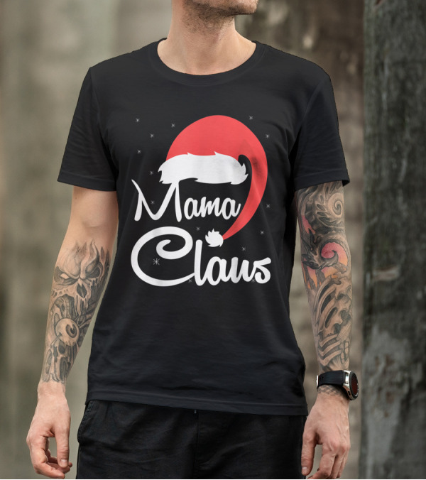 Mama Claus Santa Hat Snowflakes T-Shirt