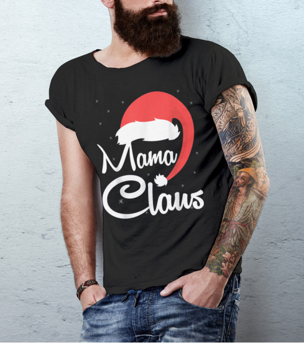 Mama Claus Santa Hat Snowflakes T-Shirt