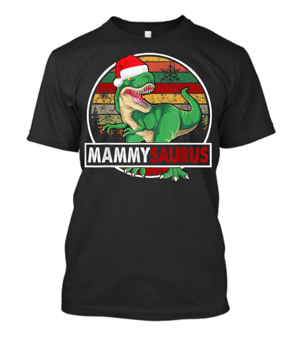 Mammysaurus Dinosaur Christmas T-Rex With Santa Hat T-Shirt