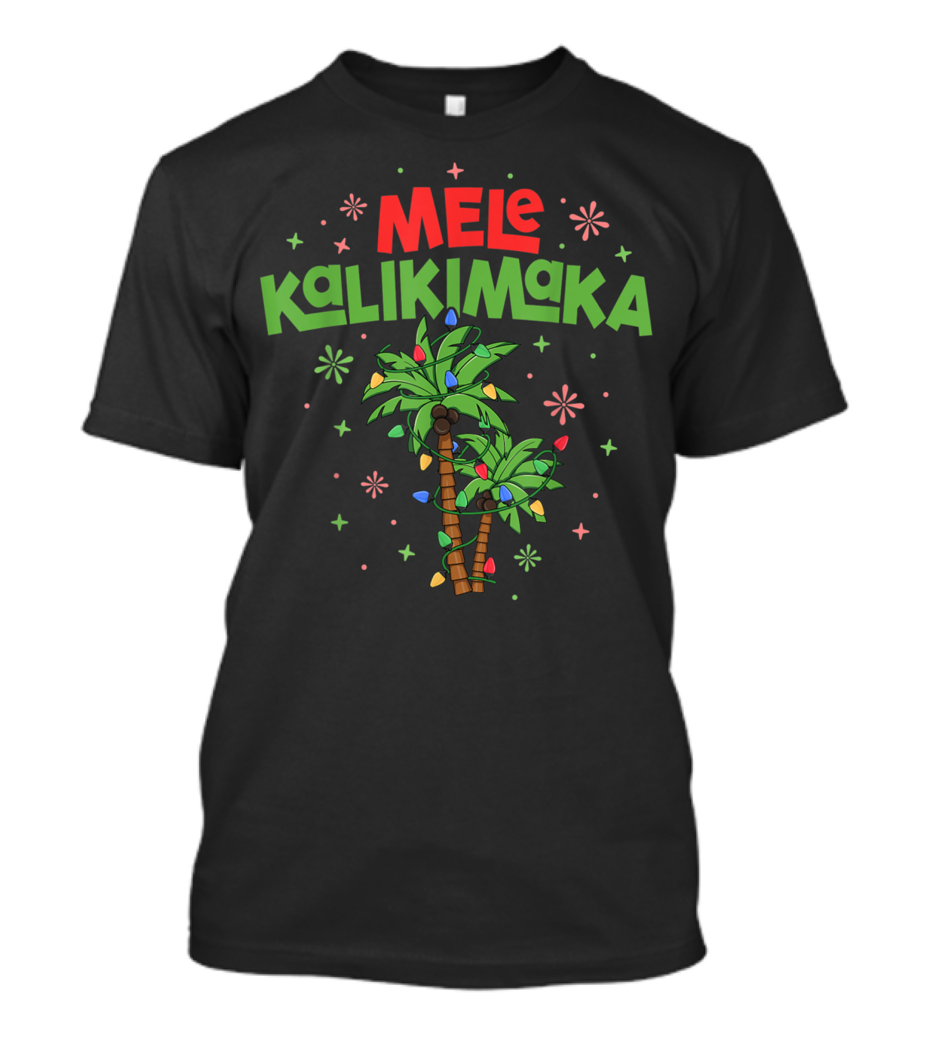 Mele Kalikimaka Christmas Palm Tree Lights Holiday T-Shirt