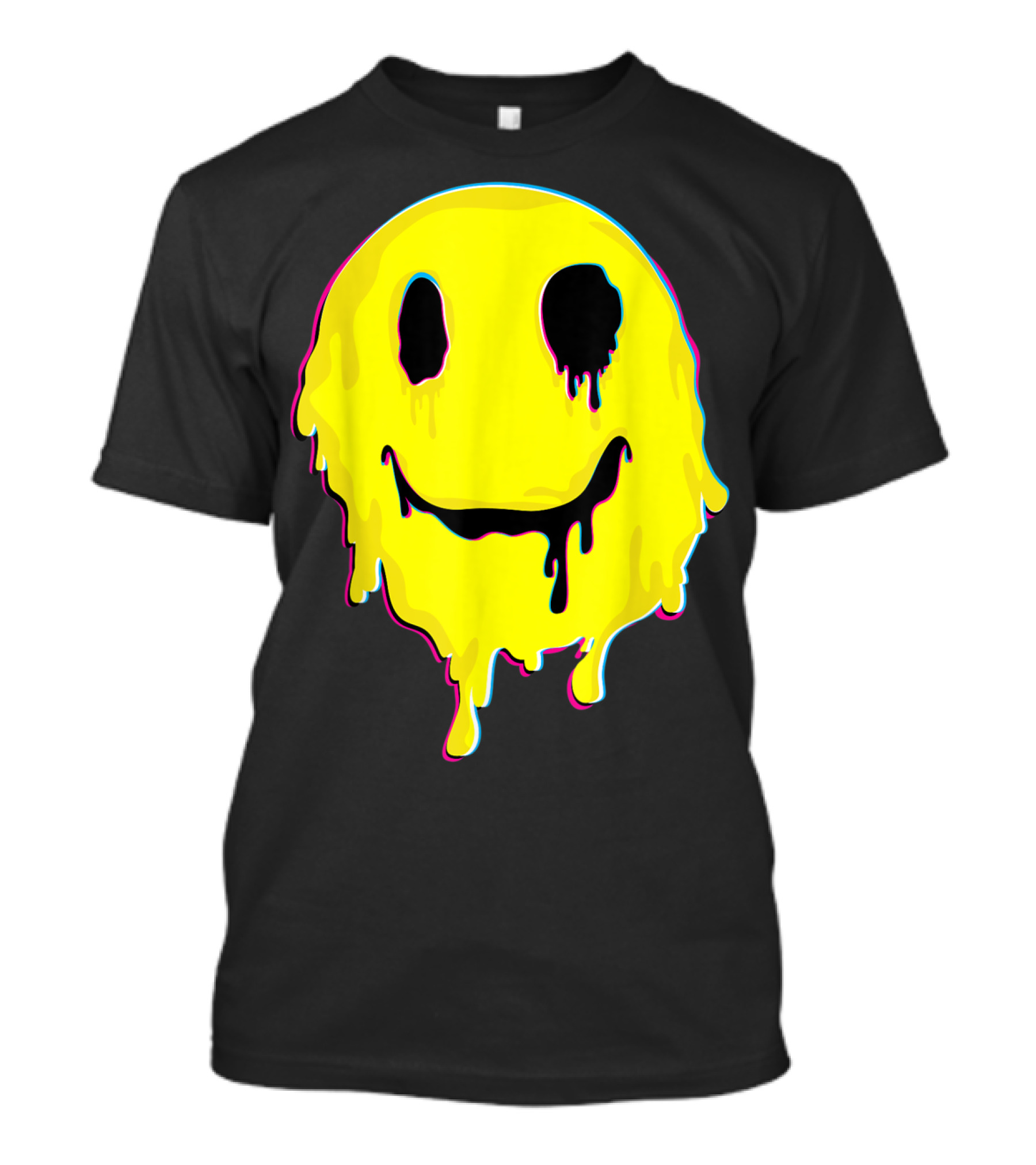 Melting Yellow Smiley Face Neon Drip 90s T-Shirt